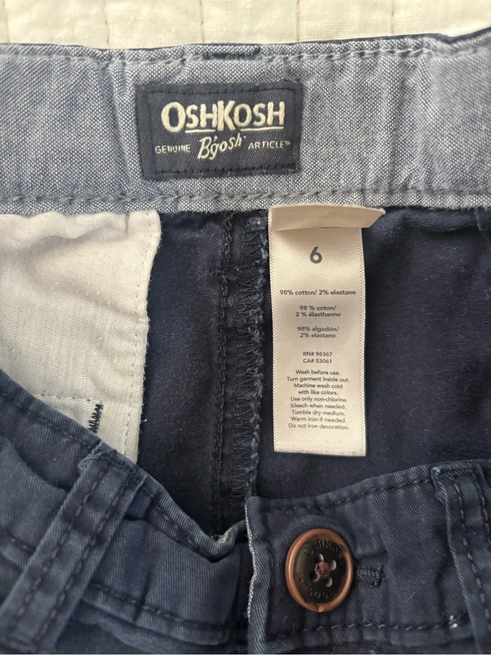 Boys Navy Cotton Chino Shorts size 6